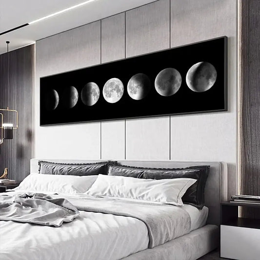 Modern Black and White Moon Canvas Painting  Wall Art Posters and Prints on The Wall Picture